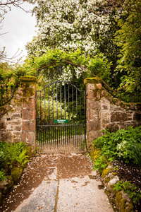 古老的, 古老的门在美丽的花园里