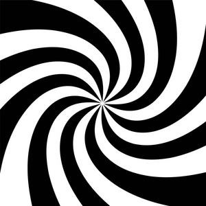 黑色和白色螺旋光学错觉背景。股票矢量插图, 单色