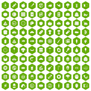 100膳食图标六角绿色