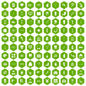 100医学图标六角绿色