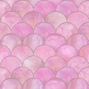 水彩手绘制淡粉红色背景与黄金线轮廓.水彩鳞片状纹理.