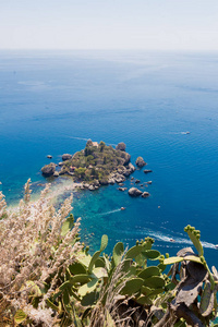 Isola 贝拉的看法在陶尔米纳, 西西里岛, 意大利