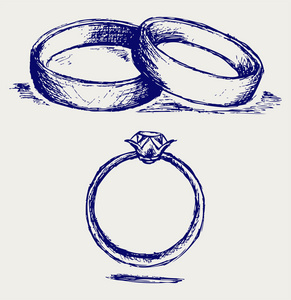 结婚戒指的素描铅笔插图