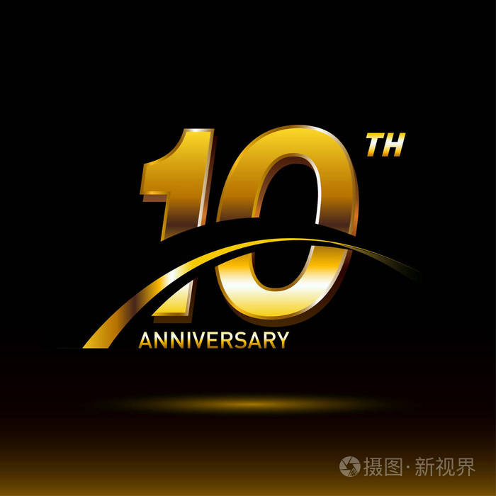 10年黄金周年纪念标志装饰背景