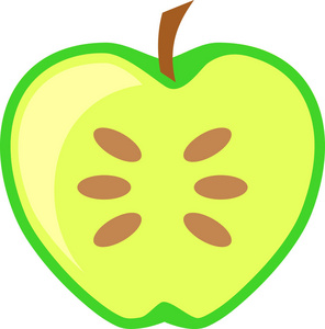 绿色苹果果在平面设计风格分离中的半矢量切割