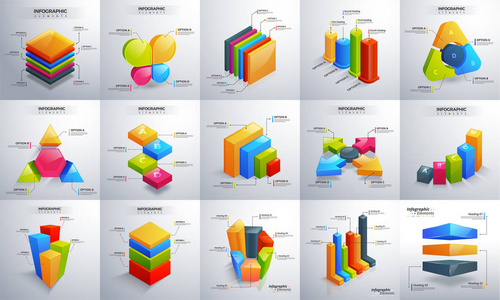 3d 彩色时间线图表为企业理念而设