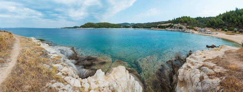 夏季海上海岸全景景观