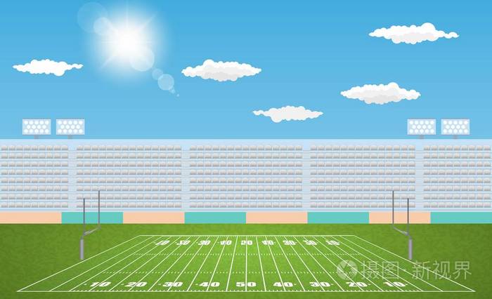 美国足球竞技场领域与天设计。矢量照明
