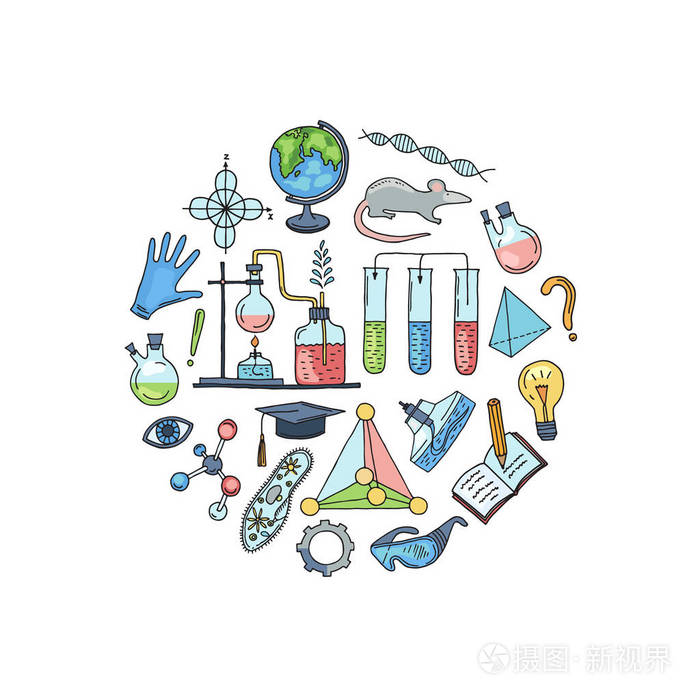 矢量速写科学或化学元素以圈子例证的形式插画-正版商用图片04zl4x-摄