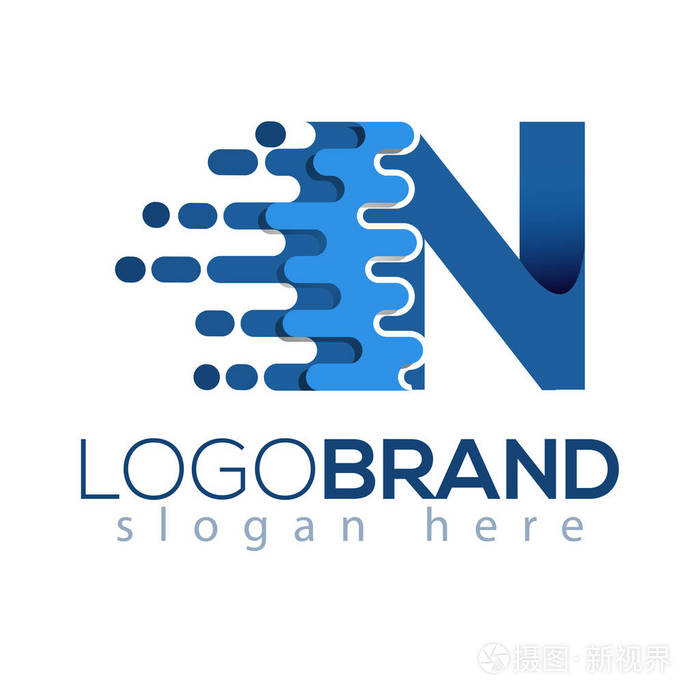 n 字母像素图标矢量标志元素.字母速度徽标模板