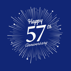 57年蓝色周年纪念标志与烟花