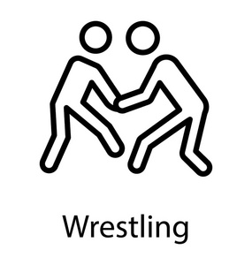 人类面对面, 在战斗姿势, 展示摔跤图标照片