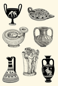 老希腊 amphoras 图