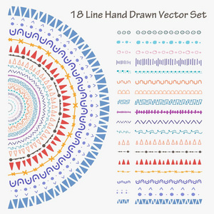 18线手绘矢量集。手工矢量插图