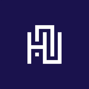 Hnu 首字母徽标设计元素。徽标矢量模板