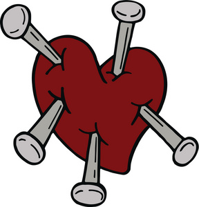 一颗心被困与钉子照片