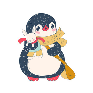 企鹅玩具向量图片