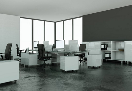 现代大型办公室内设计3d 渲染