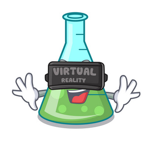 虚拟现实科学烧杯吉祥物卡通