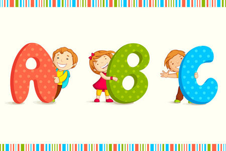 孩子们在 abc 后面偷窥照片