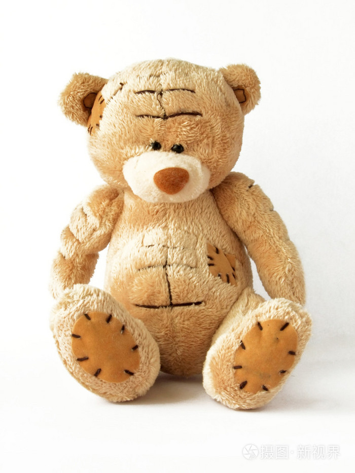 在白色背景上的玩具熊