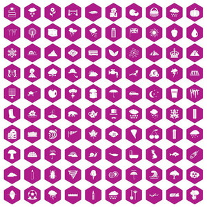 100雨图标六角紫色