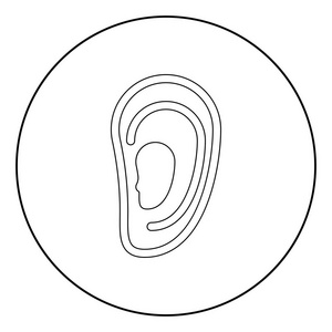 圆形或圆形矢量图中的耳图标黑颜色