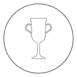 奖杯杯图标黑色圆圈或圆形矢量插图