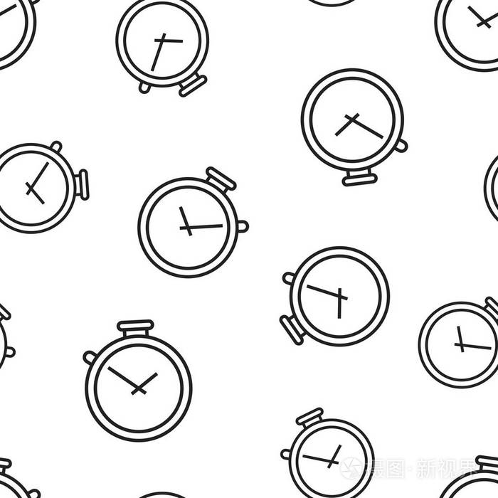 插画 时钟定时器图标无缝模式背景.业务概念向量说明.