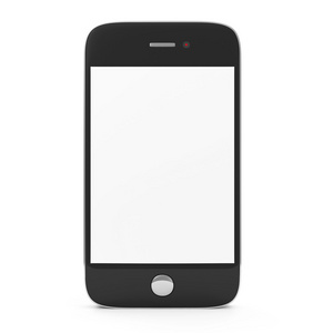空白屏幕隔绝在白色背景上的黑色智能手机