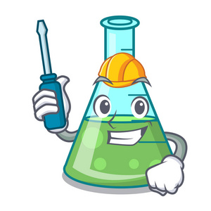 汽车科学烧杯吉祥物卡通照片