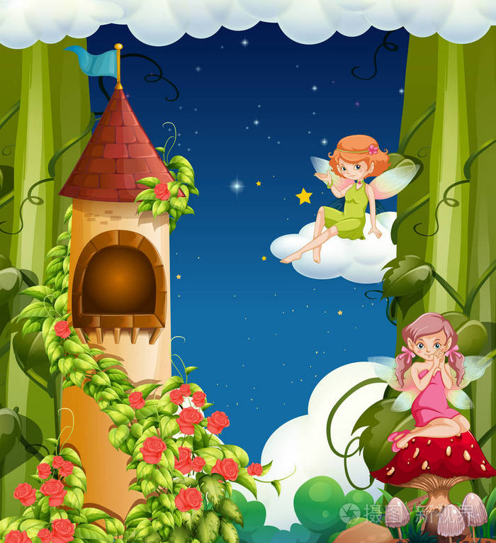 神奇的童话土地和城堡插图
