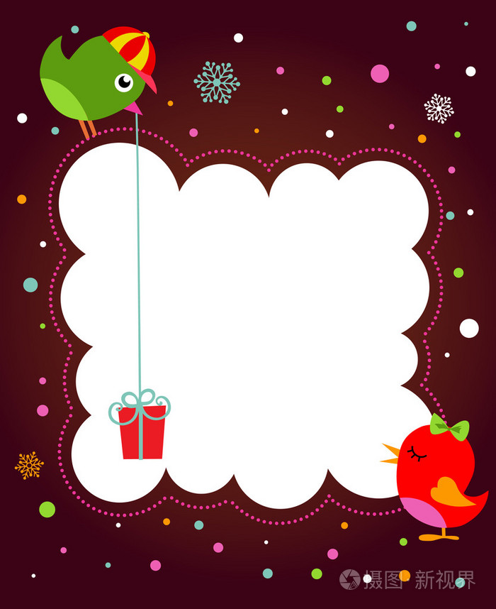 两只鸟贺卡模板