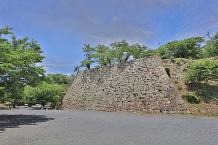 津山城堡景观和夏季时间日本