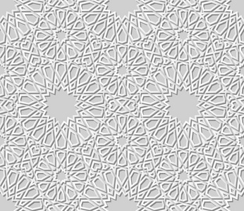 3d 白皮书艺术伊斯兰几何十字图案无缝背景, 矢量时尚装饰图案背景为网页横幅贺卡设计