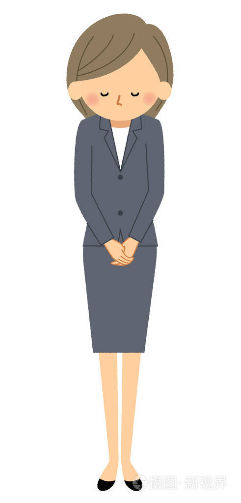 女商人, 鞠躬/这是一个女人在西装鞠躬的例证