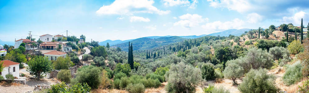 风景的全景图片在 Samos 希腊