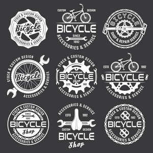自行车店和维修服务矢量标志图片