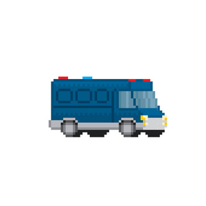 警车.特警车特别小队车像素艺术.旧学校计算机图形.8位视频游戏.