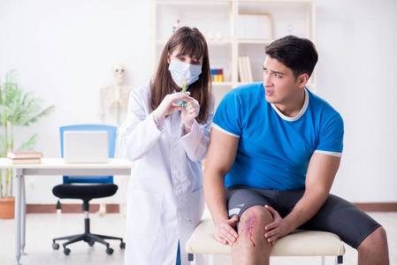 膝关节损伤后病人持续运动损伤后病人就诊照片