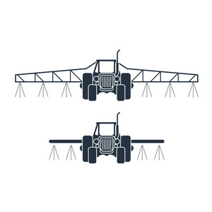 肥料图标拖拉机喷洒杀虫剂, 农用灌溉车