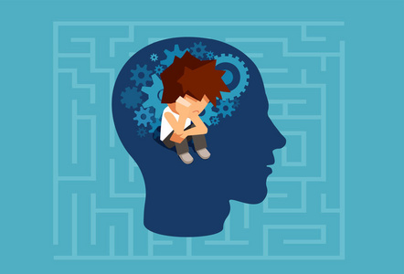 情报创伤成人男性概念的儿童潜意识心理向量照片