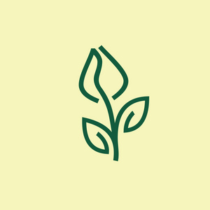 线条艺术花卉徽标对自然和环境主题的启示