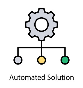 自动解决方案图的平面图标设计图片