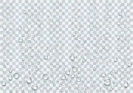 现实的雨滴在透明的背景.向量照片