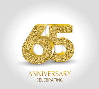 65周年纪念横幅。第六十五周年纪念3d 黄金元素标志