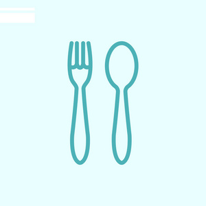 叉子和勺子的网页图标。矢量插图