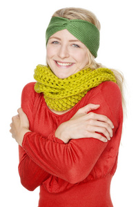 温暖羊毛围巾的女人