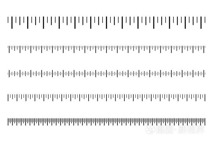 标尺刻度, 用于距离和重量,温度和速度.校准刻度.向量