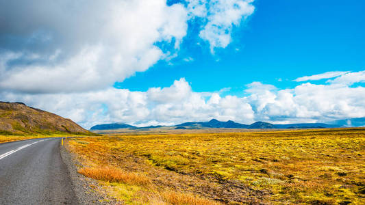 美丽多彩的冰岛风光全景, 冰岛, 自由骑, 夏末时间